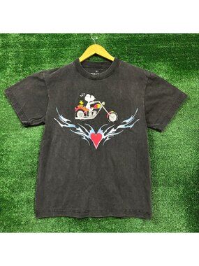 Peanuts Snoopy Motorcycle Heart Tattoo T-Shirt Size Small